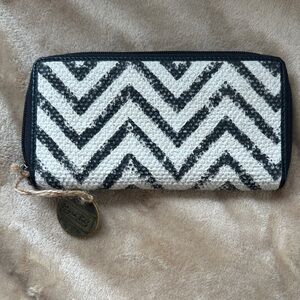 Myra Bag Black & White Chevron Zip Wallet
